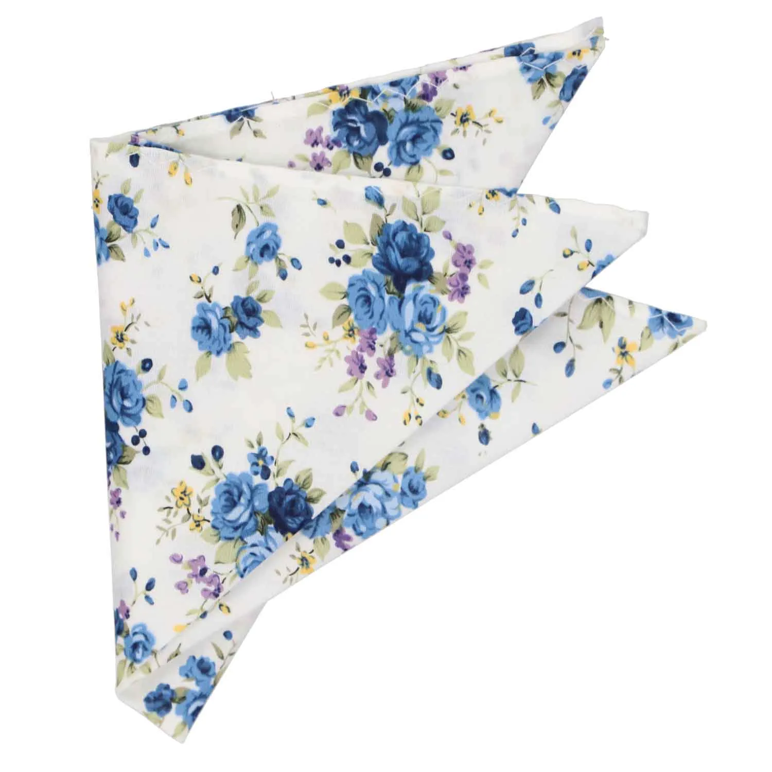 Dusty Blue and White Burbank Floral Pocket Square sold by TieMart product image thumbnail 3