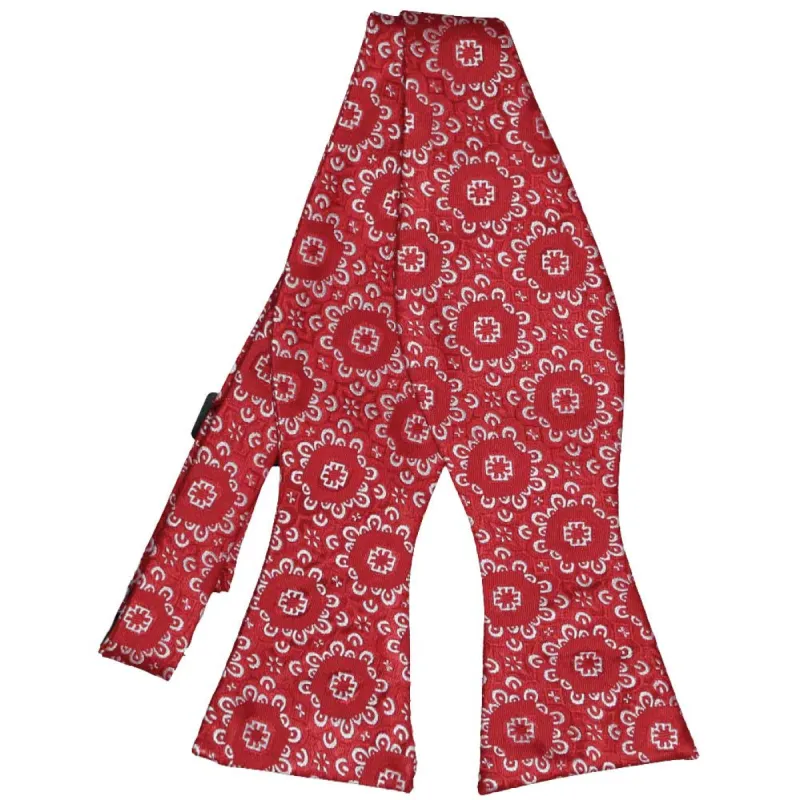 Red Emma Floral Pattern Self-Tie Bow Tie sold by TieMart