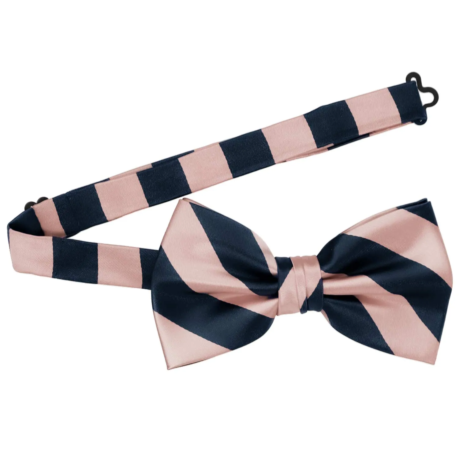 Petal and Navy Blue Striped Bow Tie sold by TieMart product image thumbnail 3