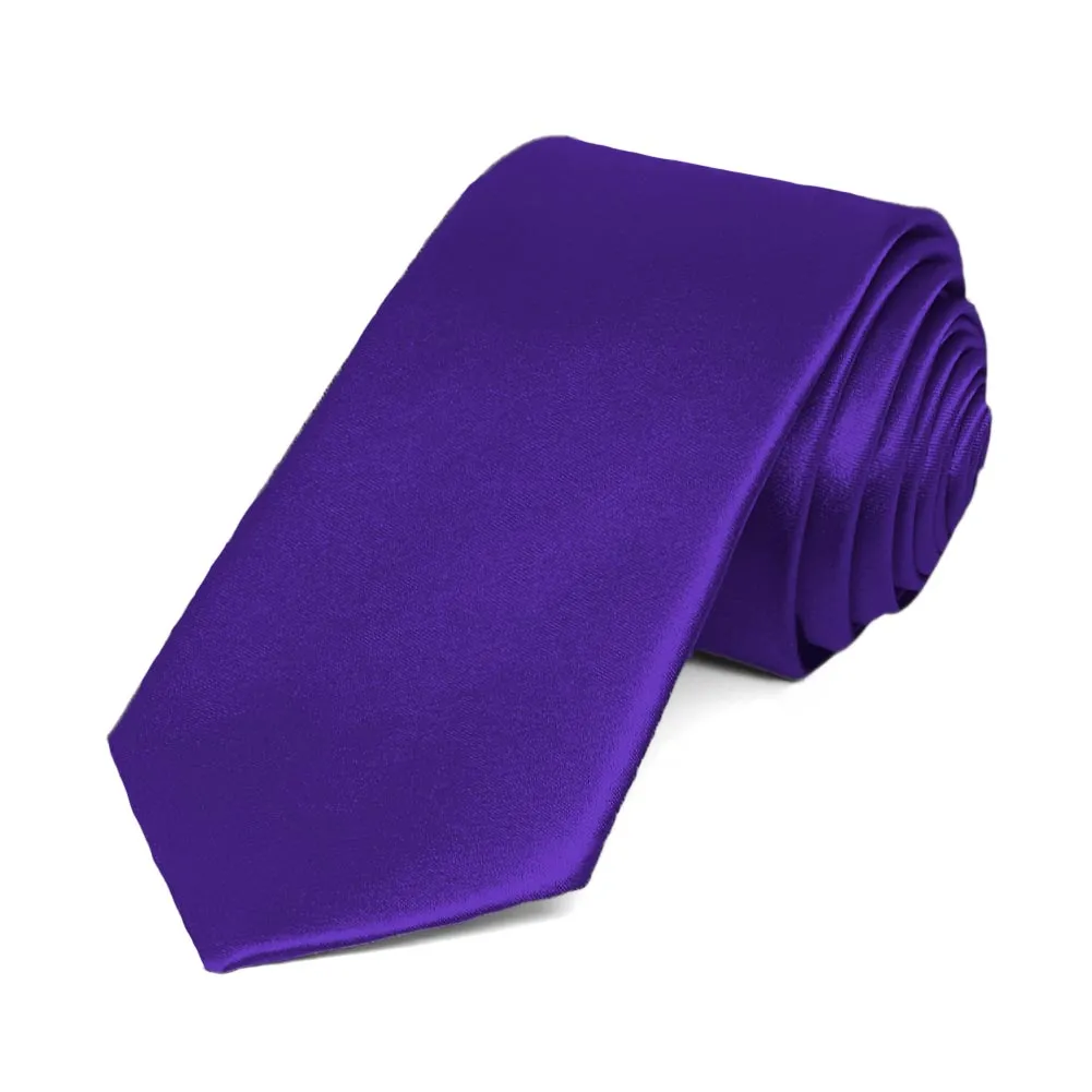 Amethyst Purple Slim Solid Color Necktie, 2.5" Width sold by TieMart