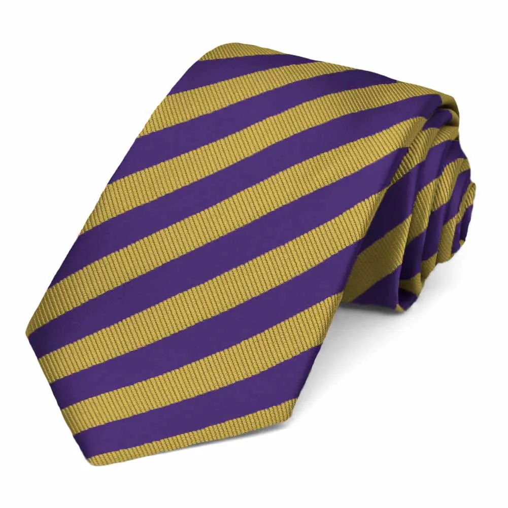 Dark Purple and Gold Formal Striped Tie sold by TieMart