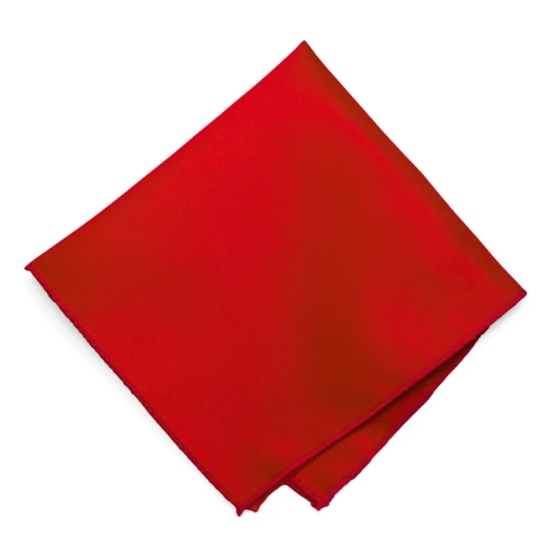 Red Solid Color Pocket Square sold by TieMart
