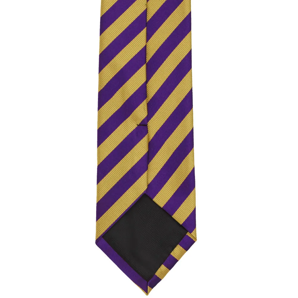 Dark Purple and Gold Formal Striped Tie sold by TieMart product image thumbnail 4