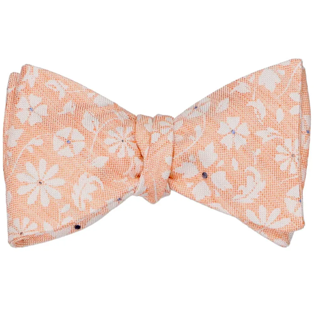 Peach Majesty Floral Linen/Silk Self-Tie Bow Tie sold by TieMart product image thumbnail 2