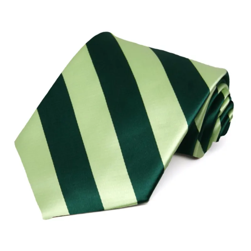 Hunter Green and Lime Green Striped Tie sold by TieMart