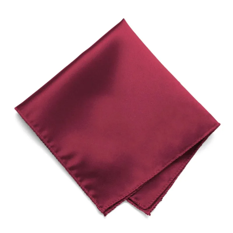 Claret Solid Color Pocket Square sold by TieMart