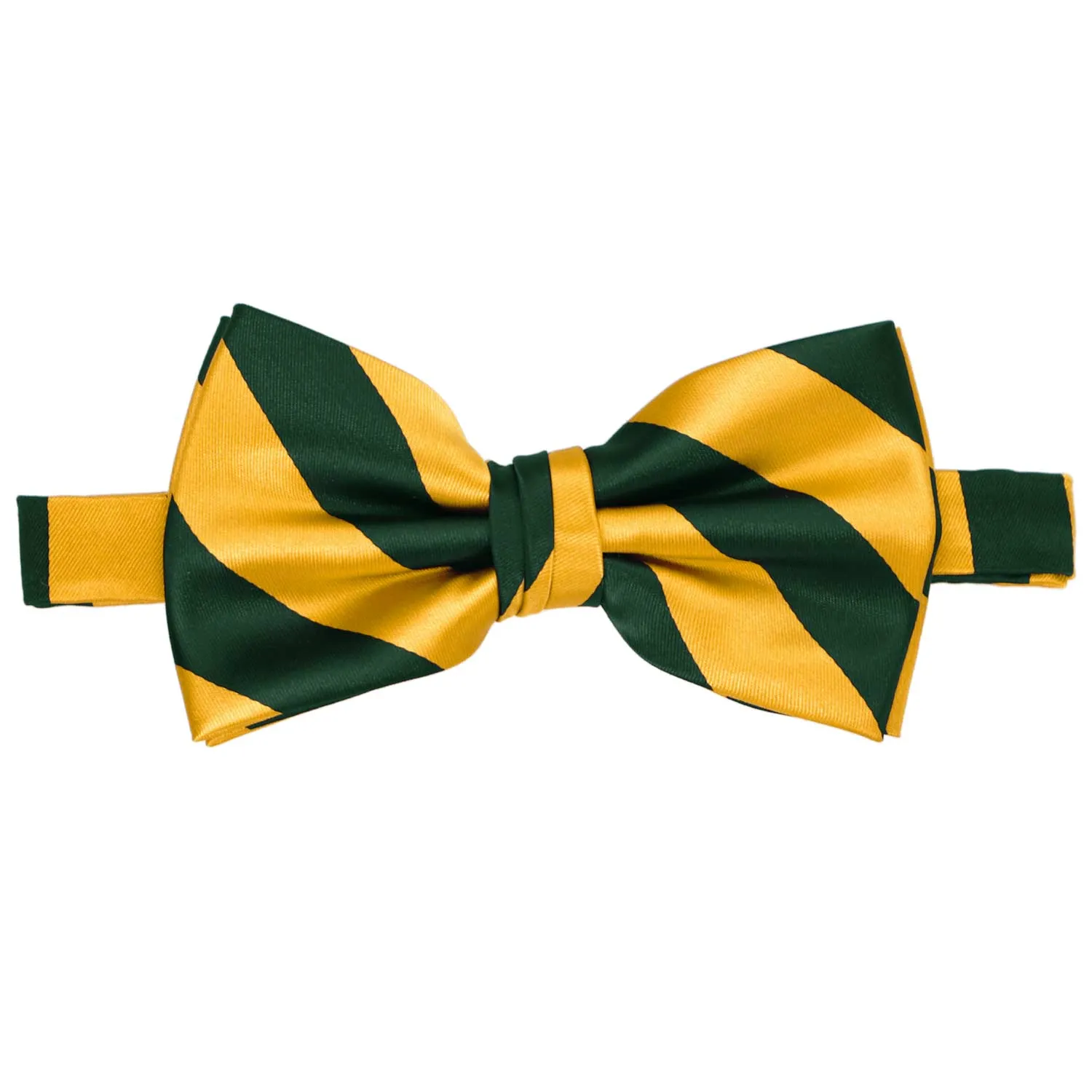 Hunter Green and Golden Yellow Striped Bow Tie sold by TieMart product image thumbnail 2