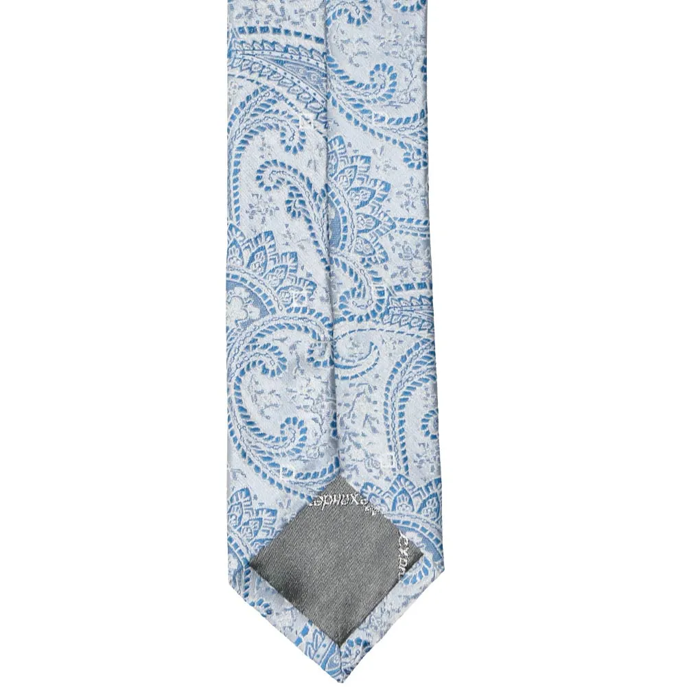 Pastel Blue Clara Paisley Slim Necktie, 2.5" Width sold by TieMart product image thumbnail 3