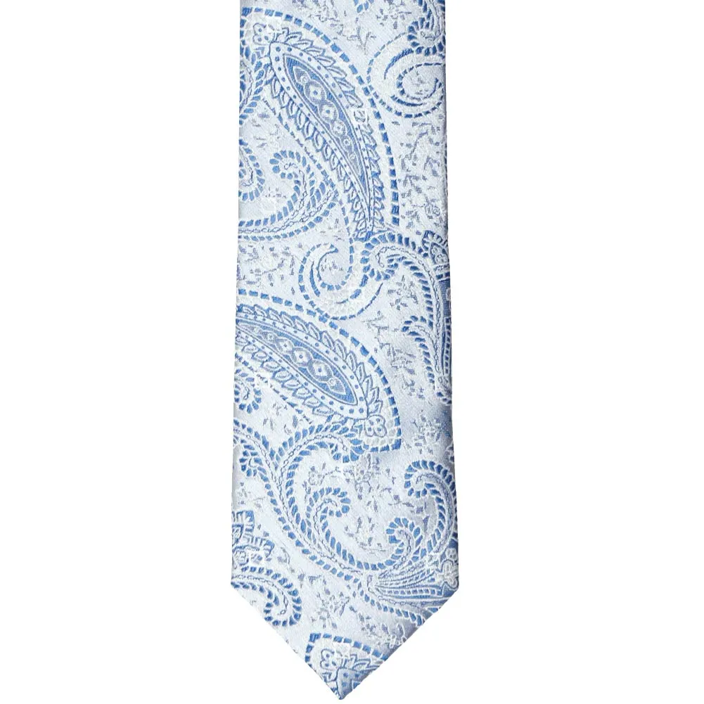 Pastel Blue Clara Paisley Slim Necktie, 2.5" Width sold by TieMart product image thumbnail 2