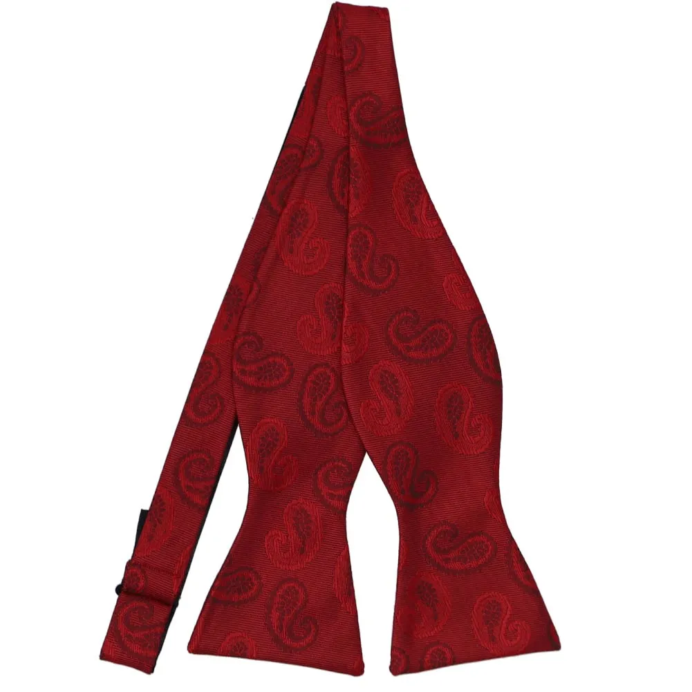 Dark Red Elias Paisley Self-Tie Bow Tie sold by TieMart
