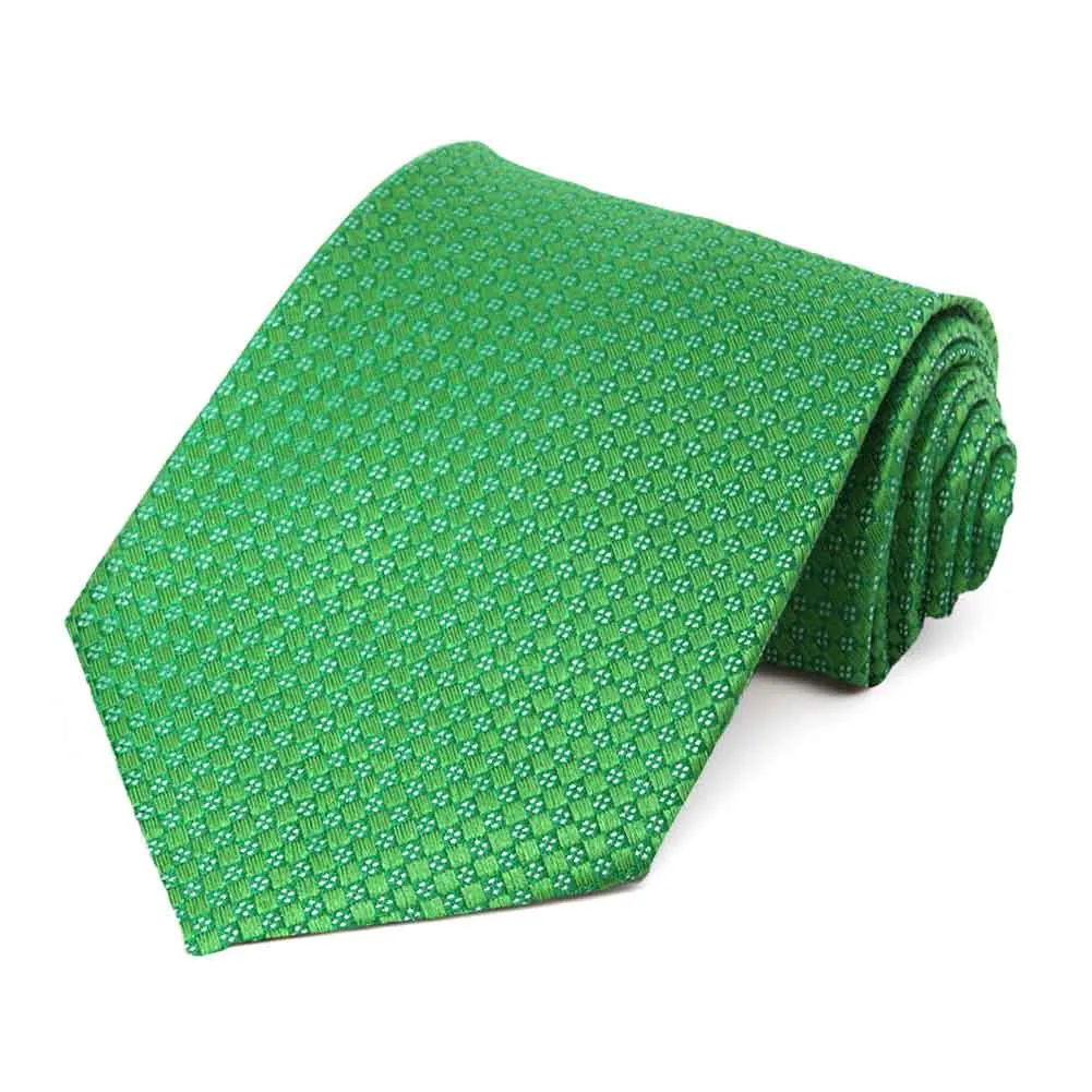Bright Green Commonwealth Check Cotton/Silk Necktie sold by TieMart