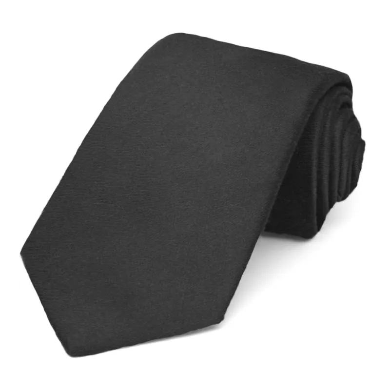 Black Cotton/Silk Narrow Necktie, 3" Width sold by TieMart