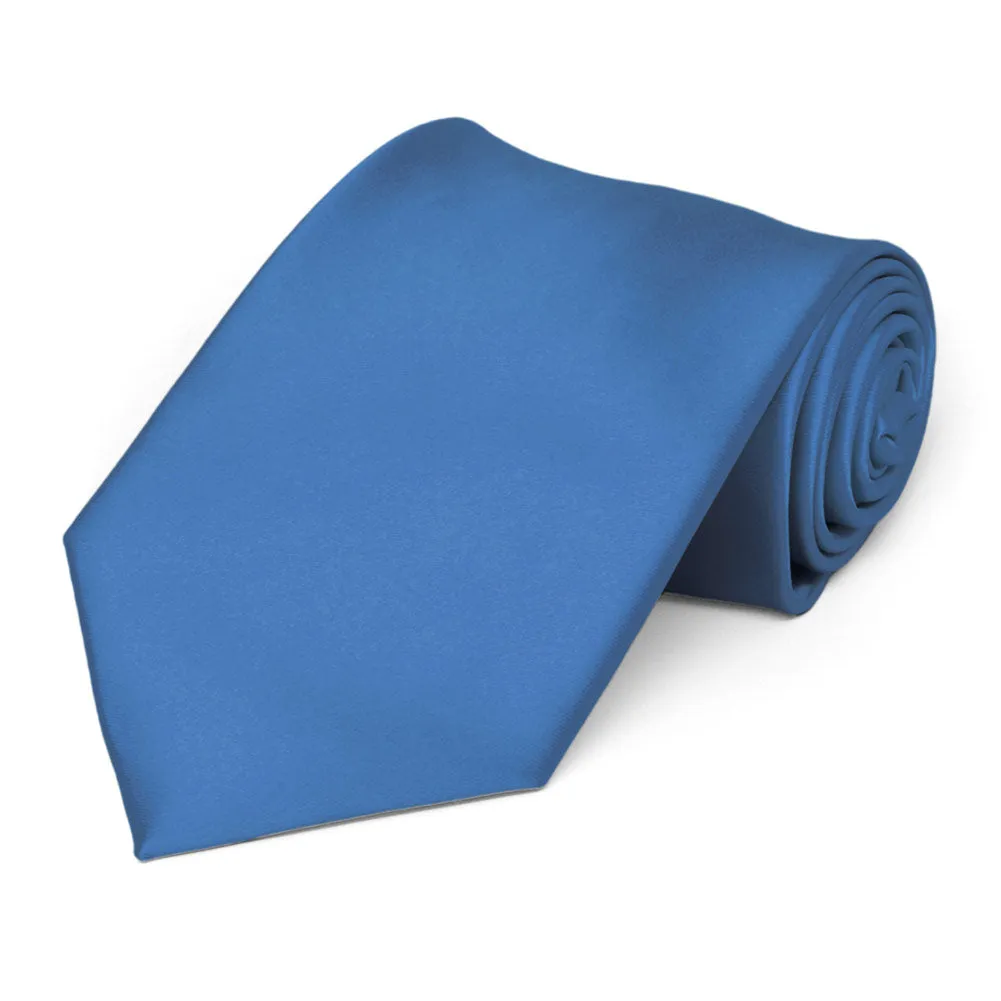 Blue Premium Solid Color Necktie sold by TieMart