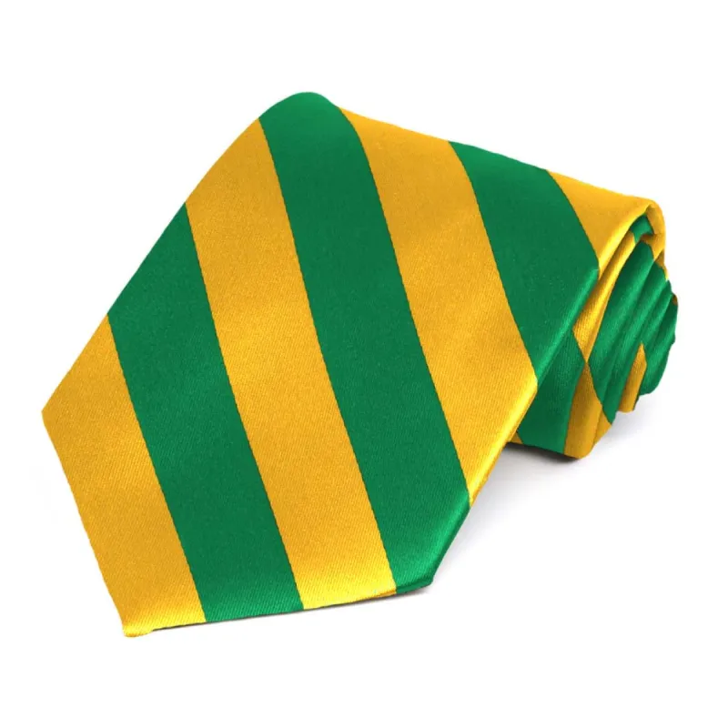 Kelly Green and Golden Yellow Striped Tie sold by TieMart