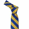 Royal Blue and Gold Striped Tie sold by TieMart