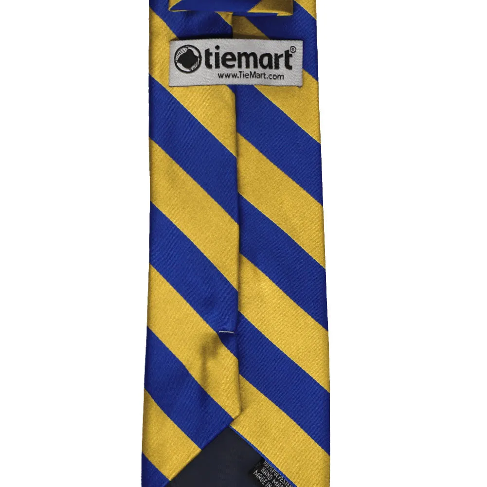 Royal Blue and Gold Striped Tie sold by TieMart product image thumbnail 4
