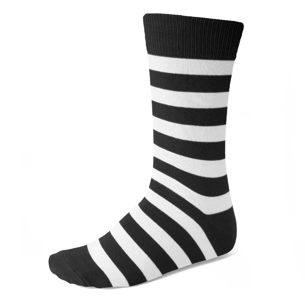 Men's Black and White Striped Socks sold by TieMart