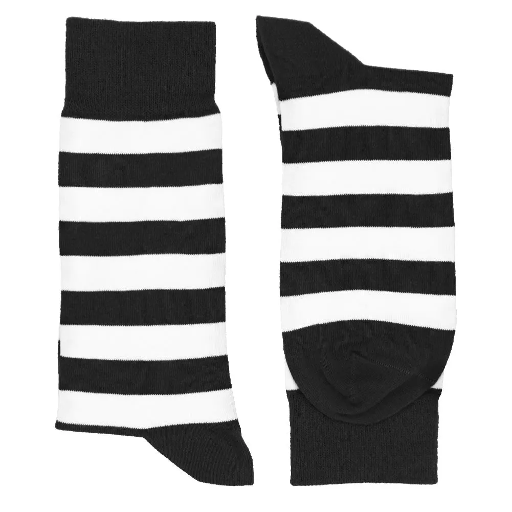 Men's Black and White Striped Socks sold by TieMart product image thumbnail 2