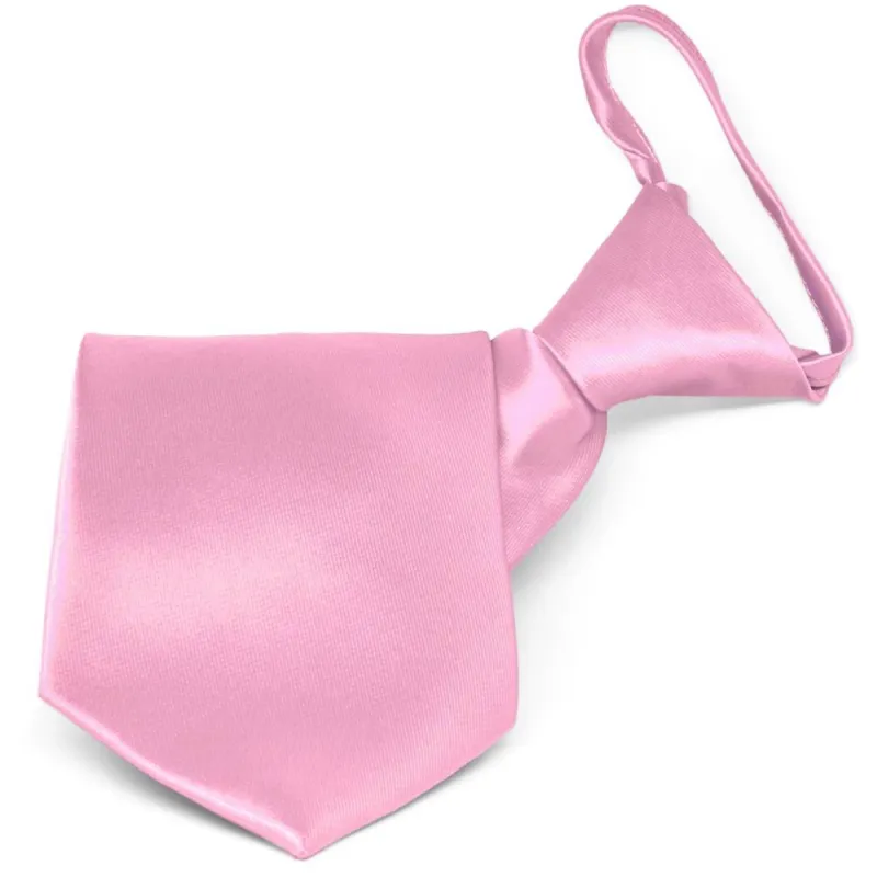 Pink Solid Color Zipper Tie sold by TieMart