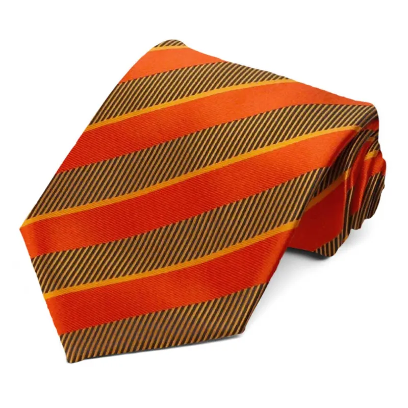 Burnt Orange Lancer Striped Necktie sold by TieMart