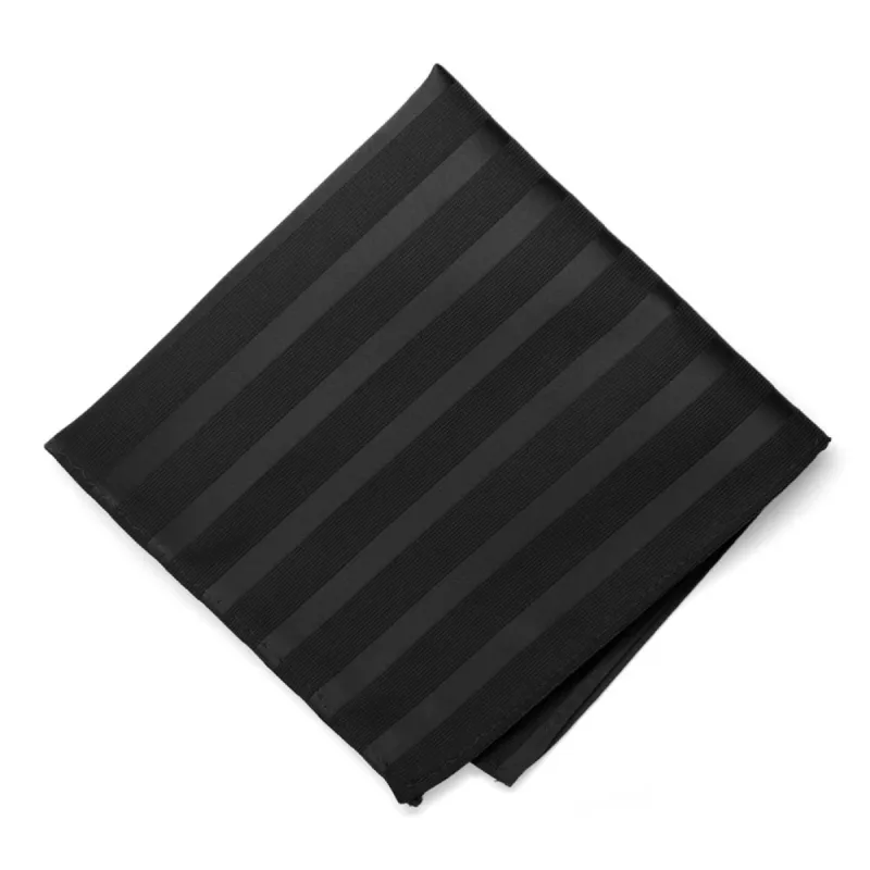 Black Elite Striped Pocket Square sold by TieMart