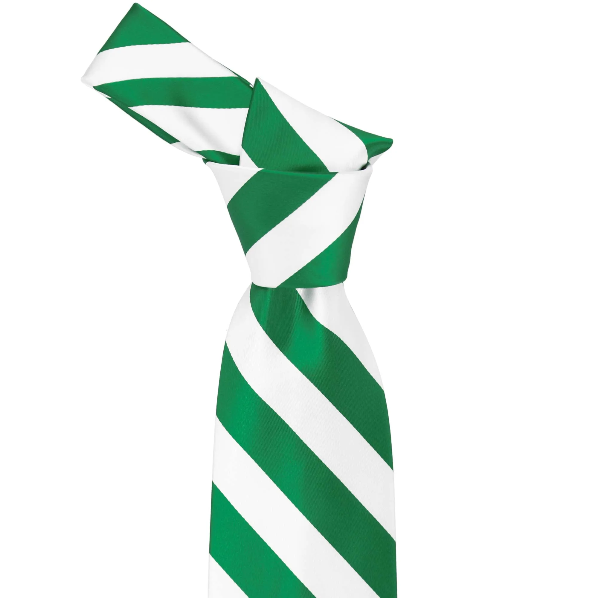 Kelly Green and White Extra Long Striped Tie sold by TieMart product image thumbnail 2