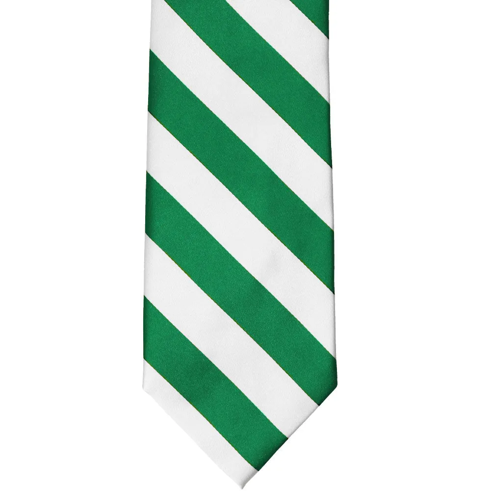 Kelly Green and White Extra Long Striped Tie sold by TieMart product image thumbnail 3