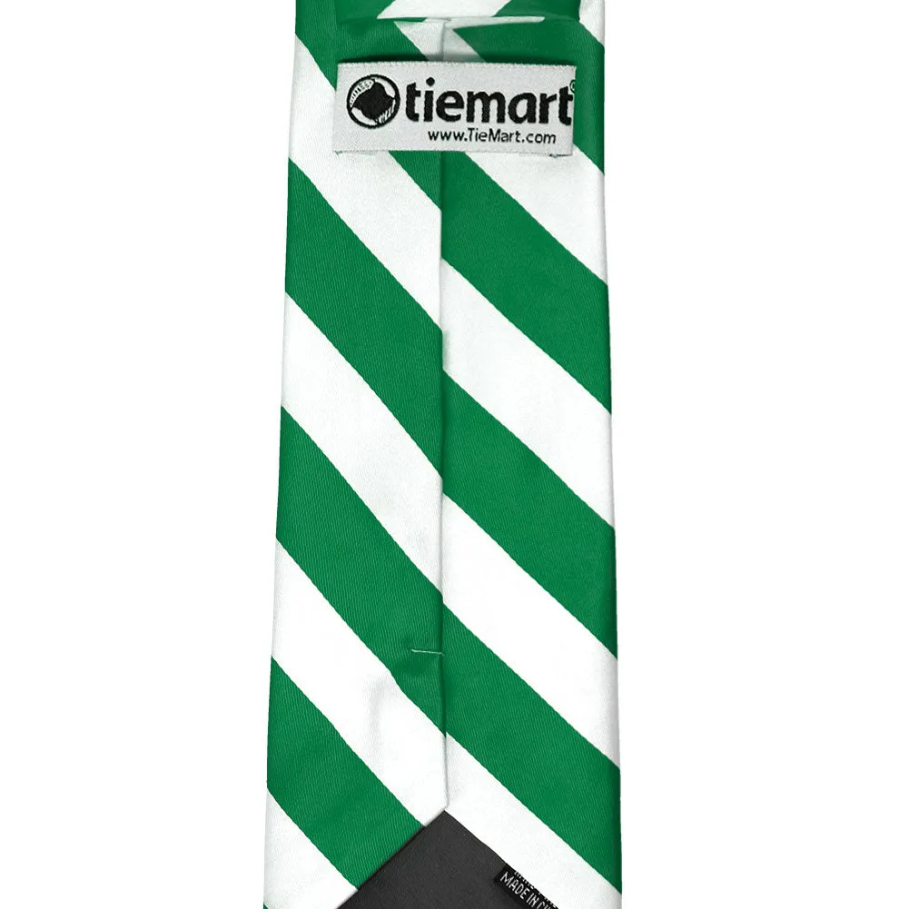 Kelly Green and White Extra Long Striped Tie sold by TieMart product image thumbnail 4