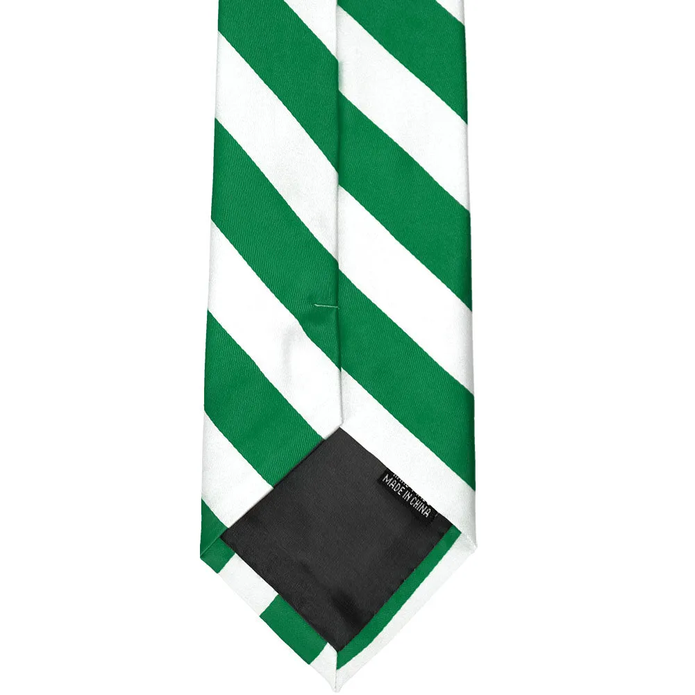 Kelly Green and White Extra Long Striped Tie sold by TieMart product image thumbnail 5