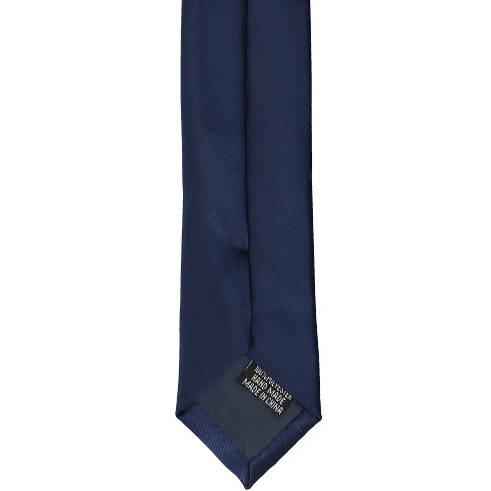 Navy Blue Premium Skinny Necktie, 2" Width sold by TieMart product image thumbnail 4