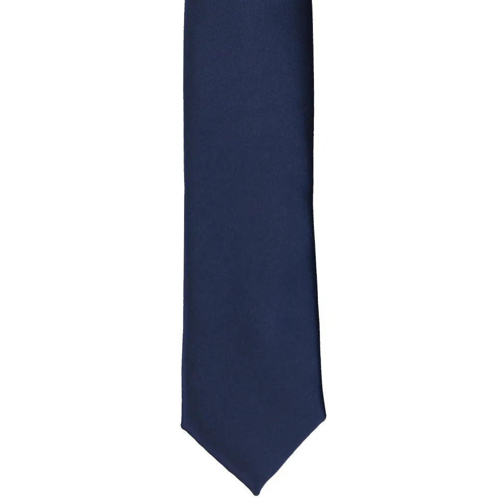 Navy Blue Premium Skinny Necktie, 2" Width sold by TieMart product image thumbnail 2