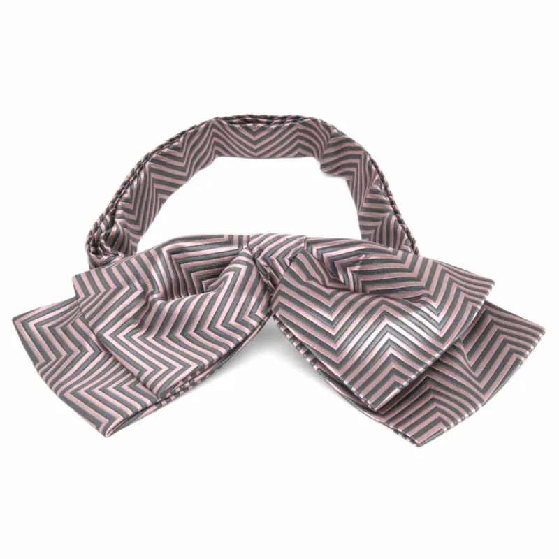 Soft Pink Kimberly Chevron Striped Floppy Bow Tie sold by TieMart