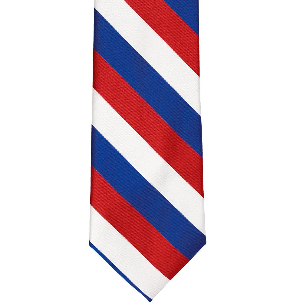 Red, White and Blue Extra Long Striped Tie sold by TieMart product image thumbnail 3