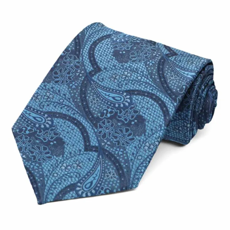 Blue Grinnell Paisley Necktie sold by TieMart
