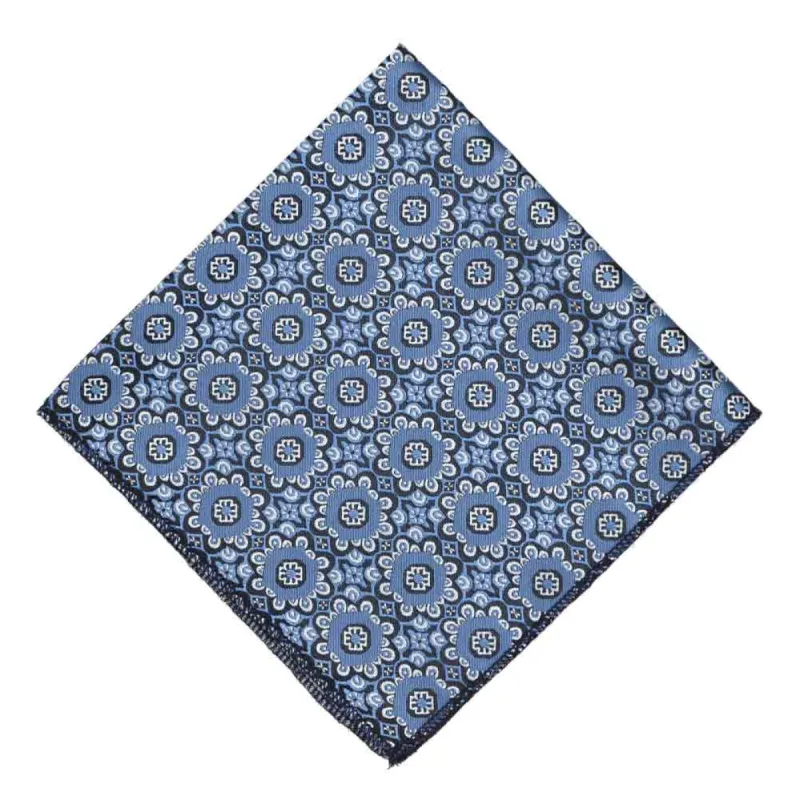 French Blue Emma Floral Pattern Pocket Square sold by TieMart