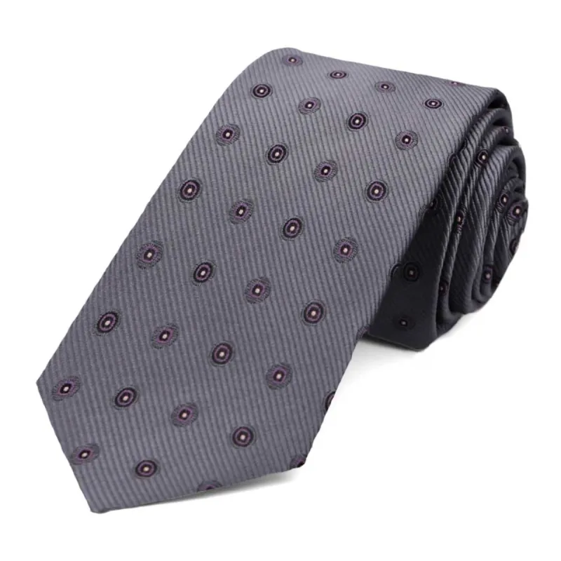 Pewter Willoughby Dotted Slim Necktie sold by TieMart