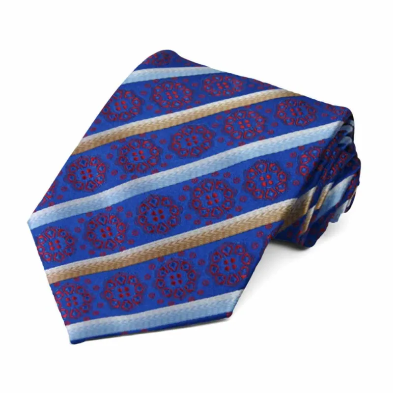 Horizon Blue Mesa Medallion Stripe Necktie sold by TieMart