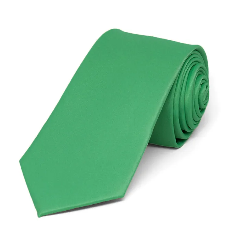 Emerald Green Slim Solid Color Necktie, 2.5" Width sold by TieMart