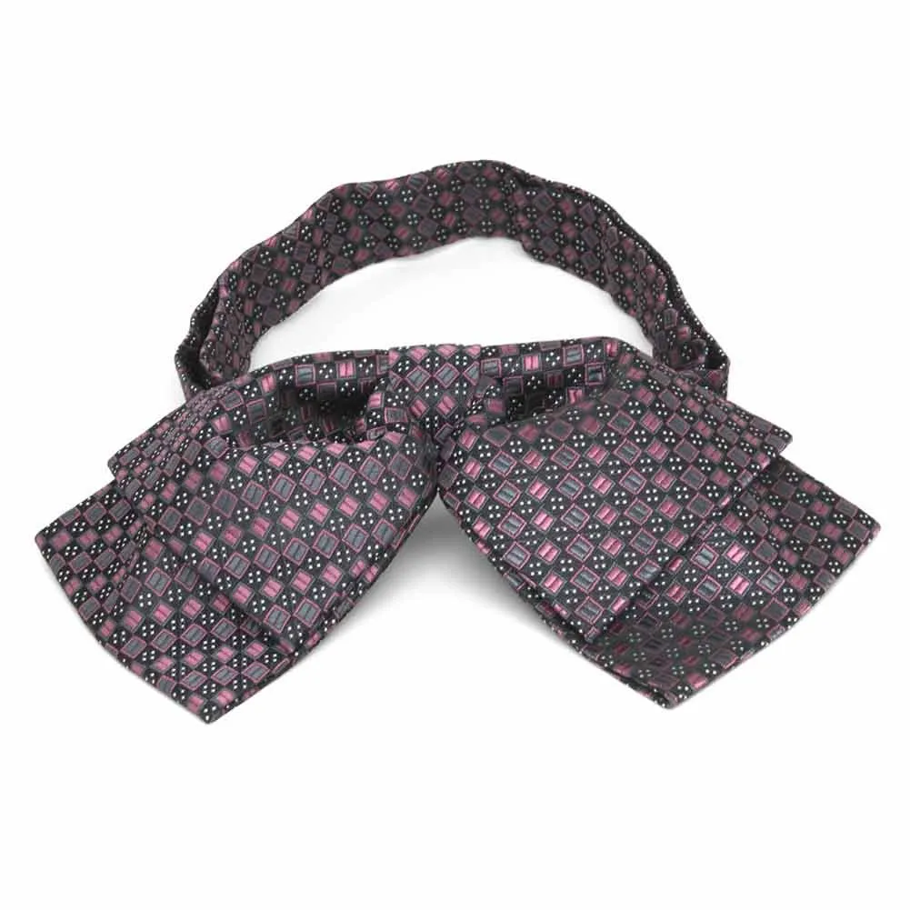 Dark Pink Marie Square Pattern Floppy Bow Tie sold by TieMart