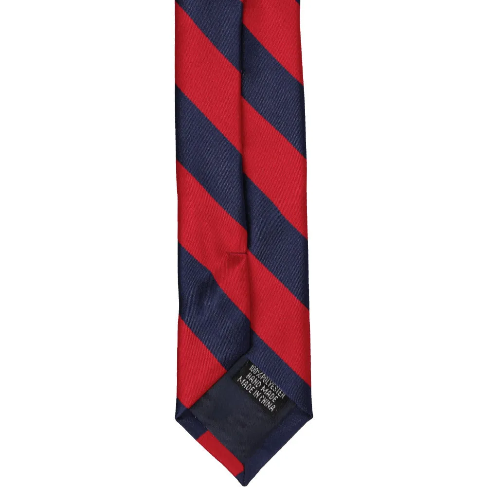 Red and Navy Blue Striped Skinny Tie, 2" Width sold by TieMart product image thumbnail 4