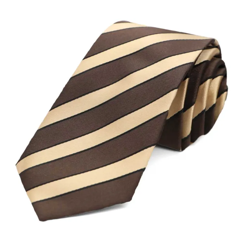 Brown Jarbridge Striped Slim Necktie sold by TieMart