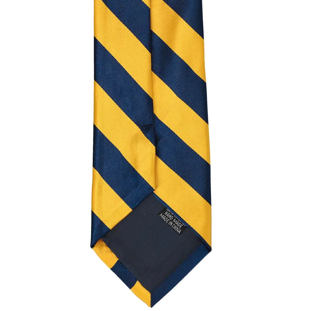 Blue Velvet and Golden Yellow Striped Tie sold by TieMart product image thumbnail 5