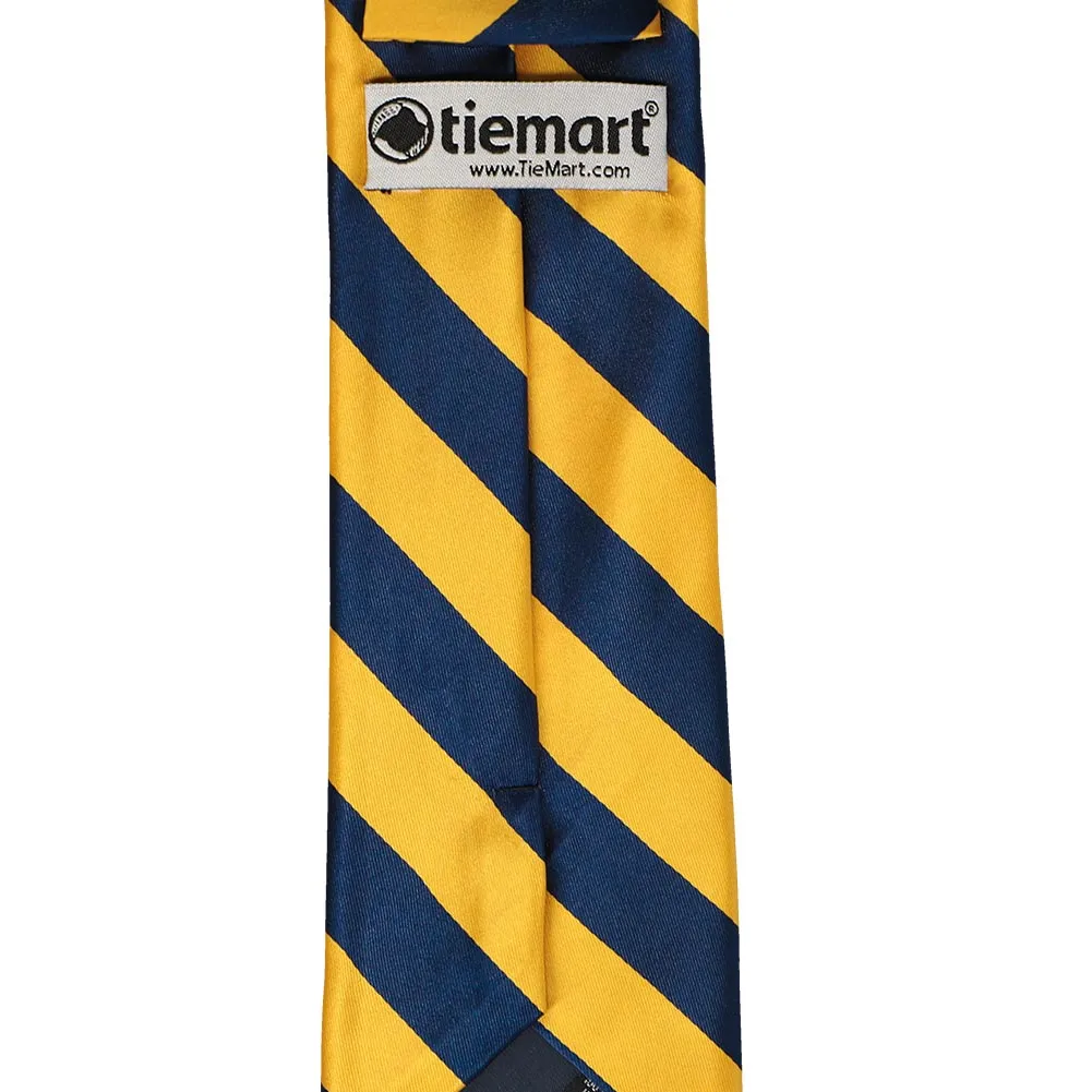 Blue Velvet and Golden Yellow Striped Tie sold by TieMart product image thumbnail 4