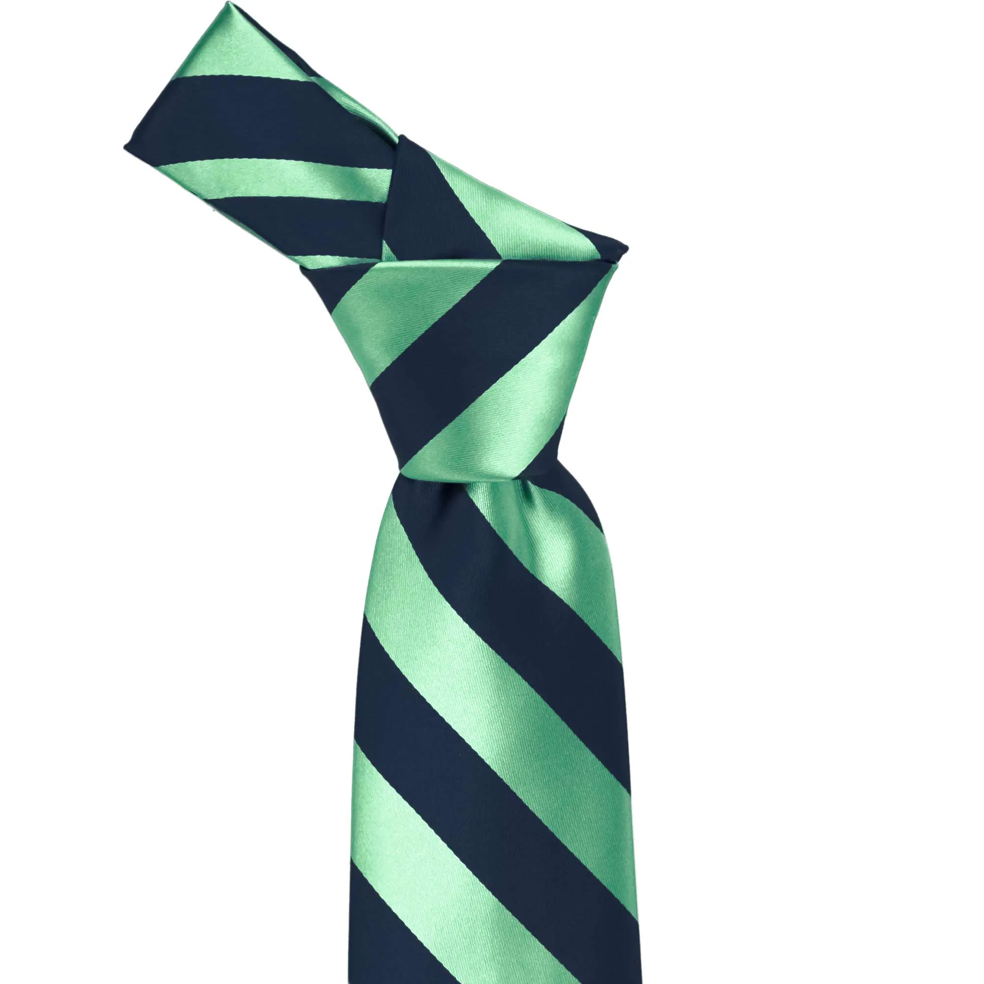 Bright Mint and Navy Blue Extra Long Striped Tie sold by TieMart product image thumbnail 2