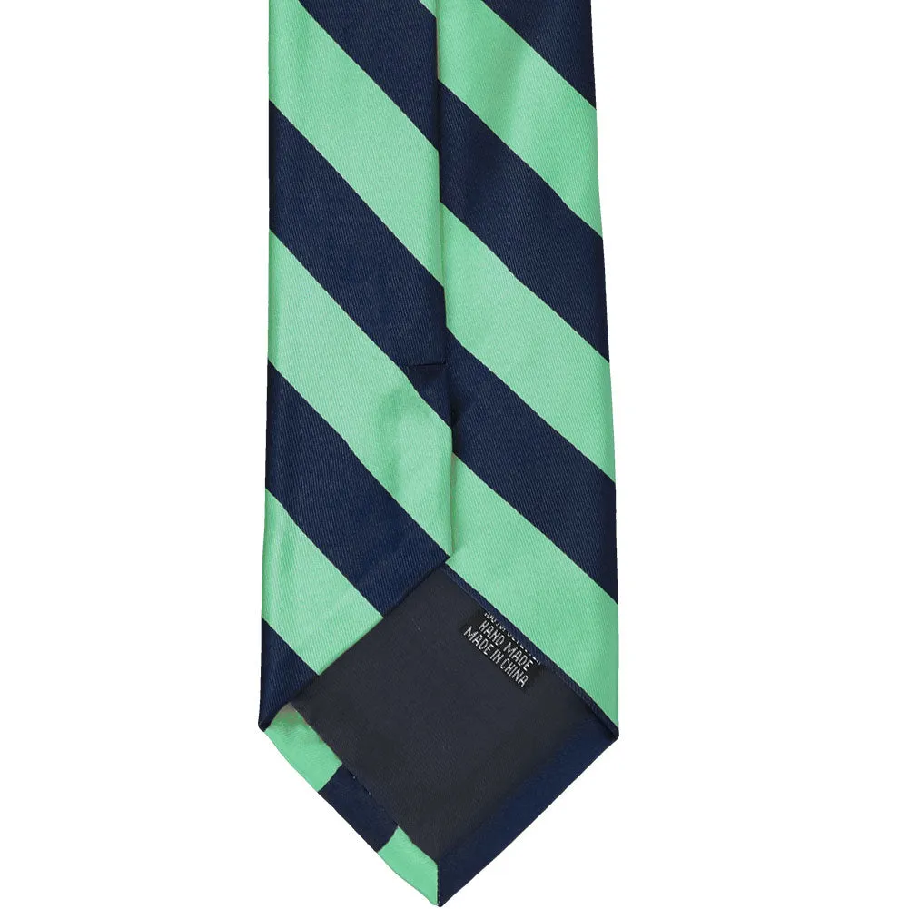 Bright Mint and Navy Blue Extra Long Striped Tie sold by TieMart product image thumbnail 4