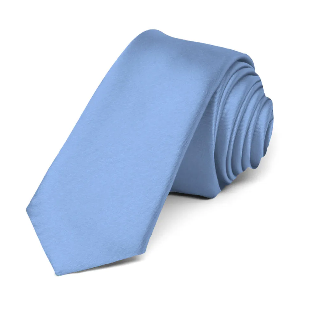 Cornflower Premium Skinny Necktie, 2" Width sold by TieMart
