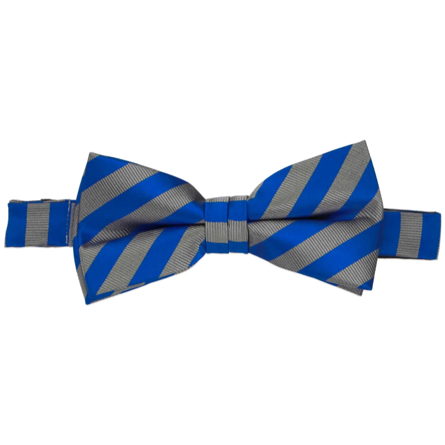 Blue and Gray Formal Striped Bow Tie sold by TieMart product image thumbnail 2