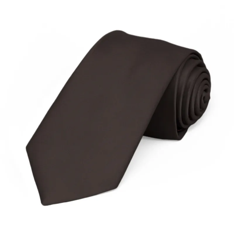 Truffle Brown Premium Slim Necktie, 2.5" Width sold by TieMart