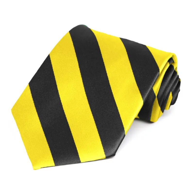 Yellow and Black Striped Tie sold by TieMart