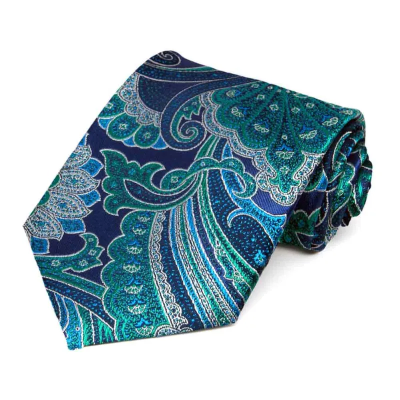 Blue Velvet Sergeant Paisley Silk Extra Long Necktie sold by TieMart